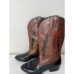 Vintage Vaneli Women's Cowboy Brown With Black Details Western Boots Size 8